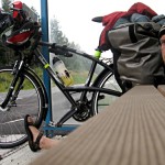 Bike, rider and bus shelter