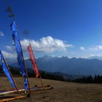 Hill top flags in Bhutan Hill top flags in Bhutan