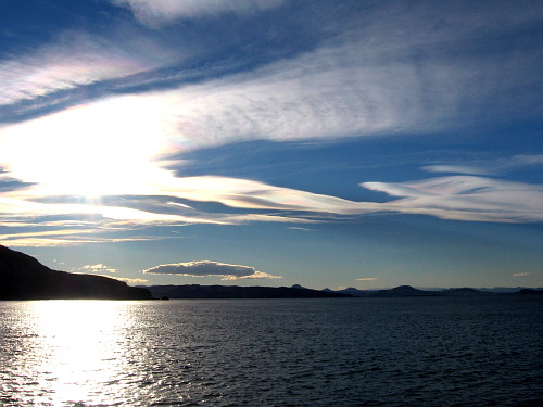 Clouds, hills and sea from Aramoana Spit