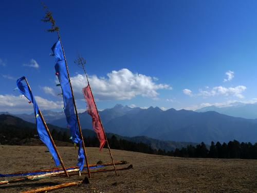 Hill top flags in Bhutan