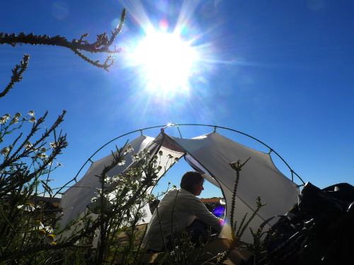 Tent and sun flare