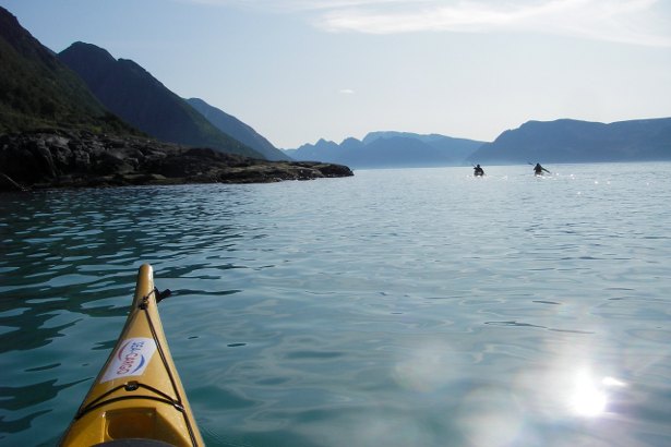 Sea kayaking off the Loppa Peninsula, Norway