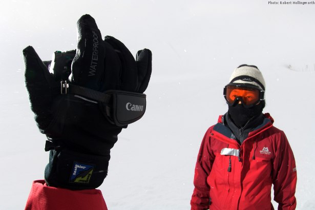 Filming at the South Pole (Photo: Robert Hollingworth)
