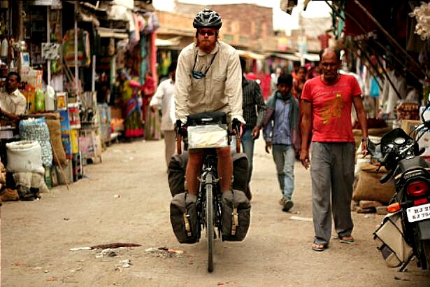 Cycling through an Indian town