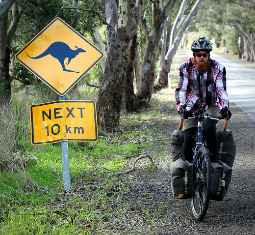 Kangaroo Road Sign - Cycling in Australia