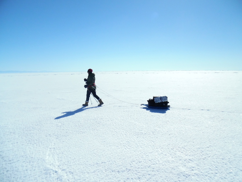 Crossing frozen Lake Baikal