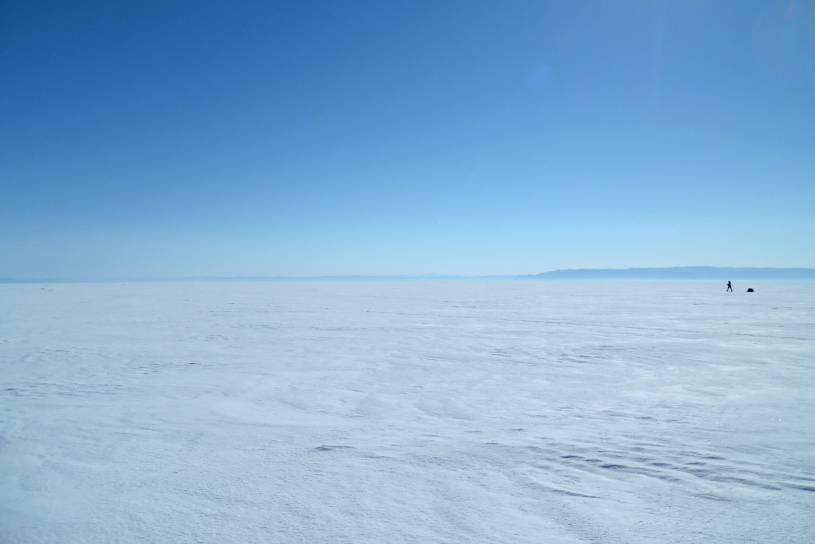 Crossing frozen Lake Baikal