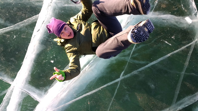 Crossing frozen Lake Baikal