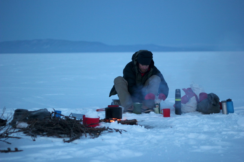 Crossing frozen Lake Baikal