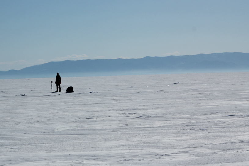 Crossing frozen Lake Baikal