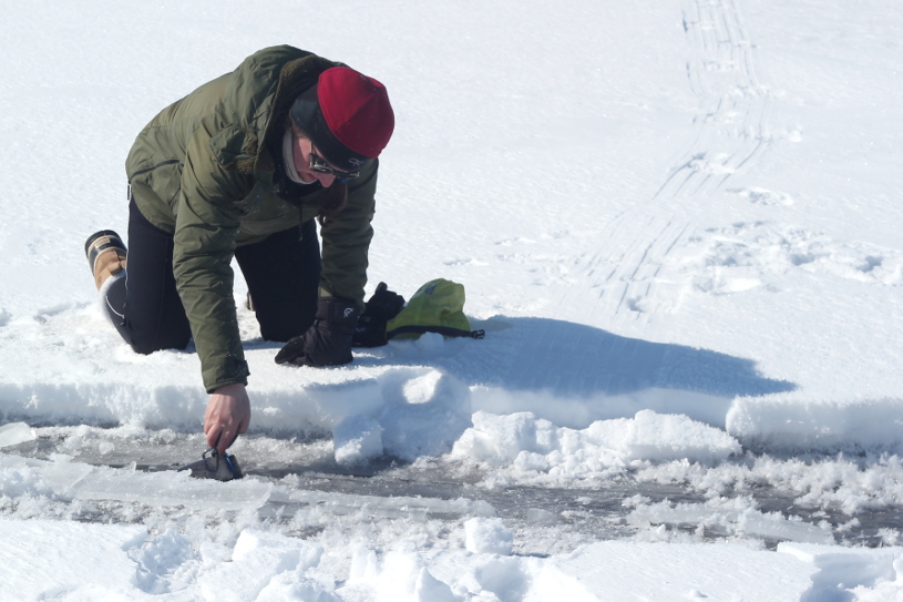 Crossing frozen Lake Baikal