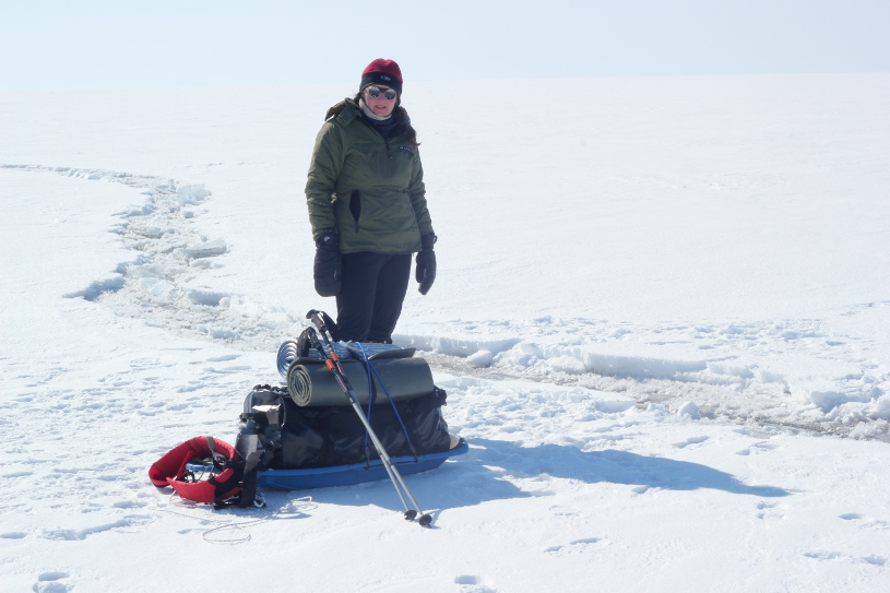 Crossing frozen Lake Baikal