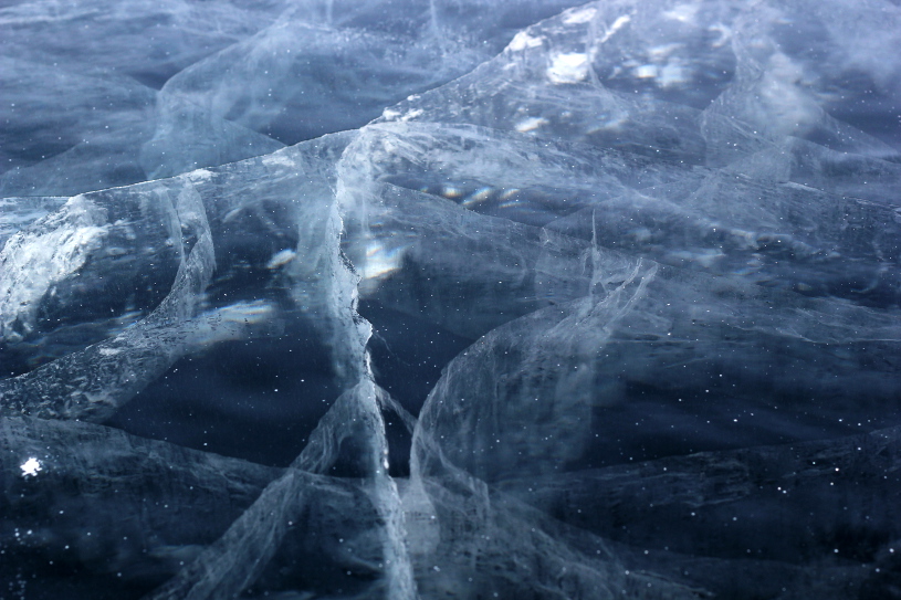 Crossing frozen Lake Baikal