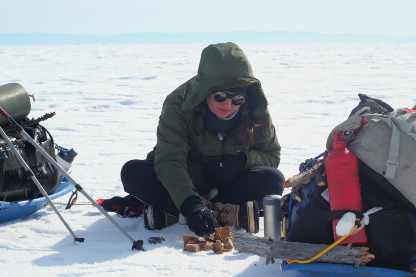 Crossing frozen Lake Baikal