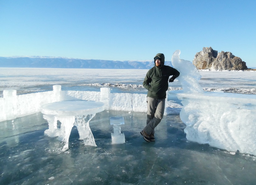 Crossing frozen Lake Baikal