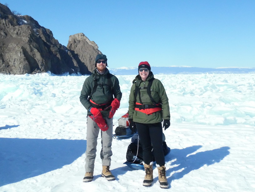 Crossing frozen Lake Baikal