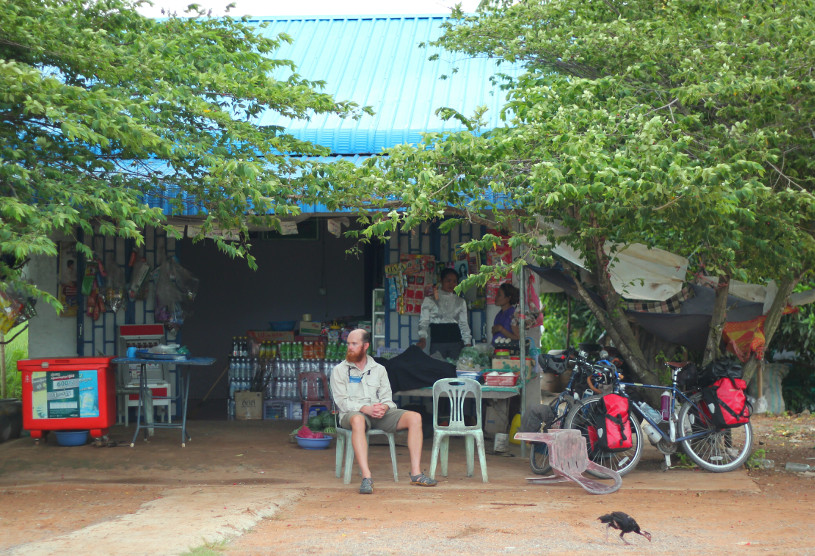 Cambodian cafe stop while cycling around the world