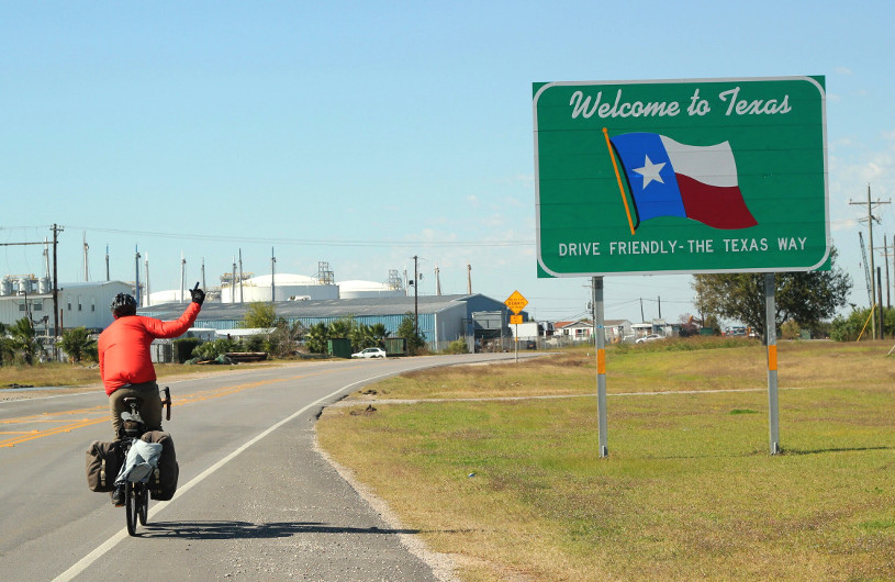 Arriving into Texas - Cycling around the world