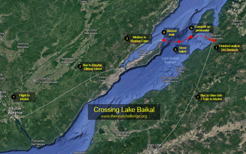 Crossing Lake Baikal - Expedition map