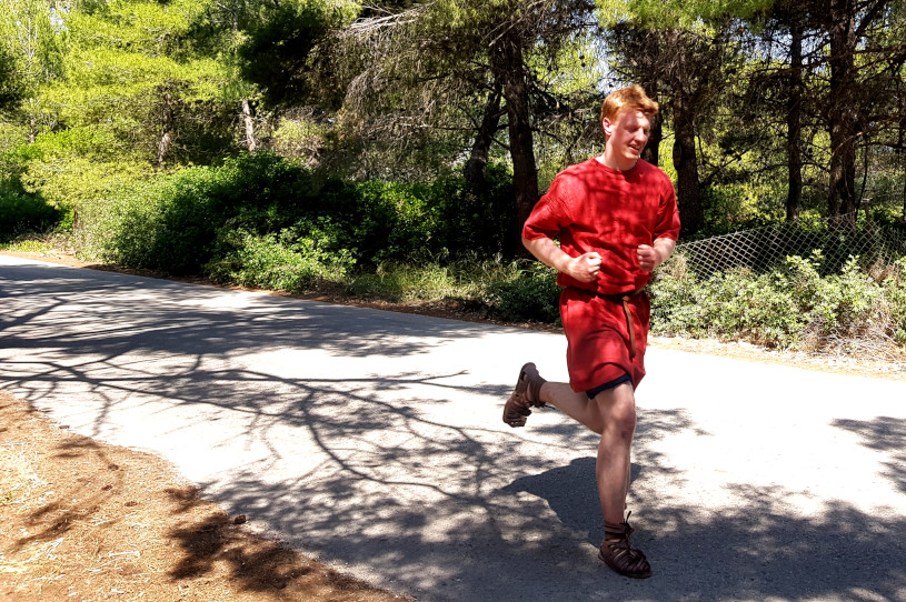 Joshua Powell - Running a Marathon in full Greek garb